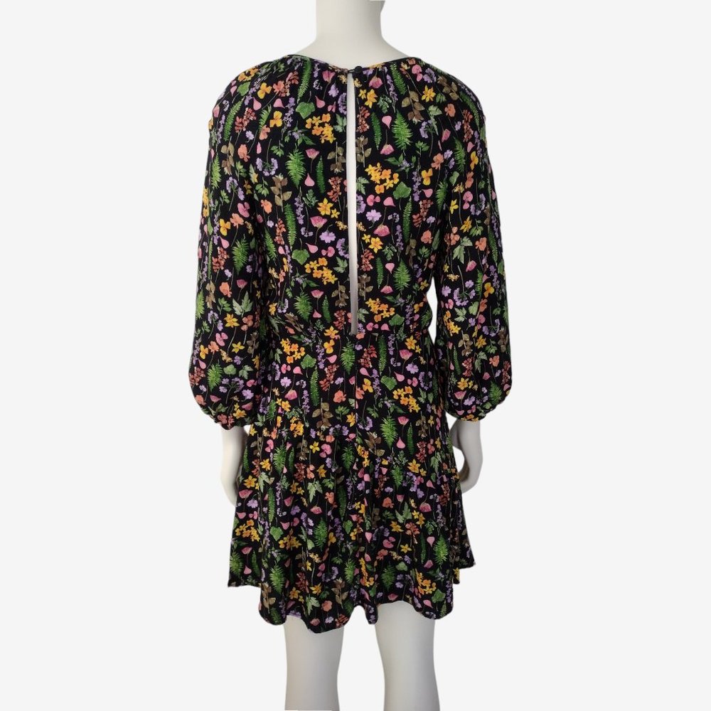 Blue Steel Multicolored Floral Balloon Sleeve Peep Hole Back Fit and Flare - Picture 6 of 11